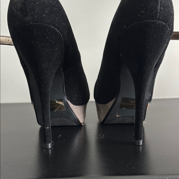Rue21 Black and Gray/Tan Platform Heels Sz SM - Picture 7 of 13